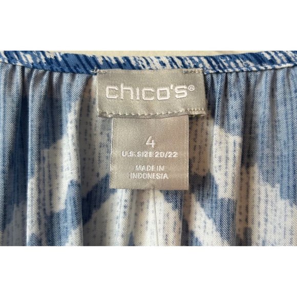 Chico's Lotus Bloom Peasant Top Regatta Blue Size XXL NWT - Picture 4 of 11